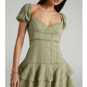 Green Puff Sleeve Dress